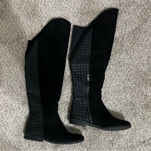 Chinese Laundry Black Over the Knee Quilted Boots